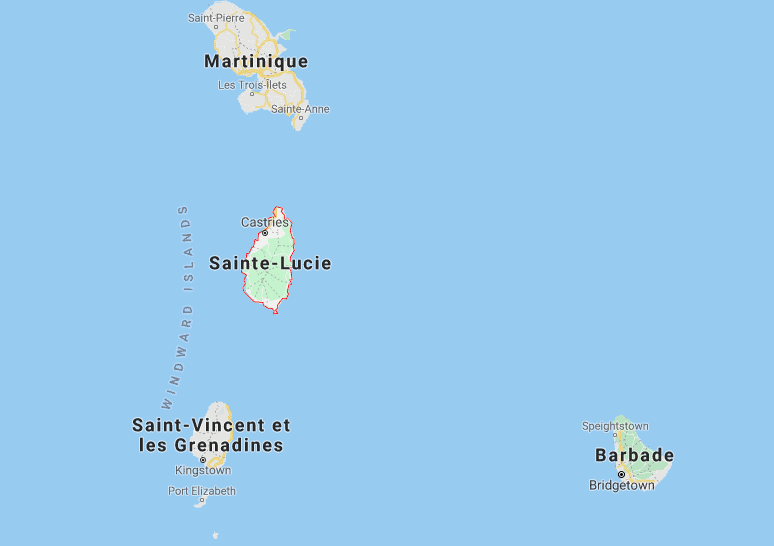 voyage Sainte Lucie : carte géographique - où se situe l'île dans Antilles ?